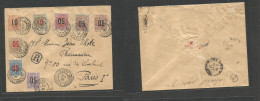 FRC - Guinea. 1913 (31 Dec) Conacry - France, Paris (12 Jan 14) Registered Multifkd Aux With Eight Diff Values 05 Out. 1 - Other & Unclassified