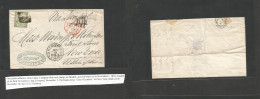 E- I REPUBLICA. 1874 (30 Oct) 150º Cadiz - USA, Nueva York, Carta Con Contenido Franqueo 1 Pta Verde Balanza Matasello R - Other & Unclassified