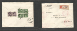 China - XX. 1924 (6 July) Overprinted Local Issue. Amitcheon, Yunnan - Hanoi, Indochina (8 July) Reverse Multifkd Regist - Autres & Non Classés