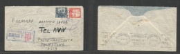 BOLIVIA. 1940 (12 Jan) La Paz - Palestine, Tel Aviv. Air Multifkd Envelope, Tied Cd + Taxed For Airmail Usage, Special V - Bolivie