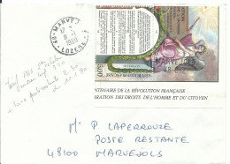 FRANCE LETTRE  5F MARVEJOLS POUR MARVEJOLS ( LOZERE ) DE 1990  LETTRE COVER - 1961-....