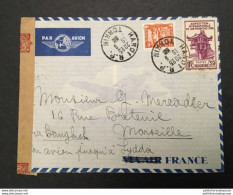 INDOCHINA - 1939 Letter From Hanoï To Marseille - YT 160 & 268  - Enveloppe Avec Censure  (voir Descr) - Covers & Documents