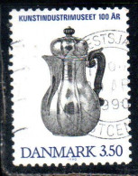 DANEMARK DANMARK DENMARK DANIMARCA 1990 MUSEUM OF DECORATIVE ART CENTENARY SILVER COFFEE POT 3.50k USED USATO OBLITERE' - Brieven En Documenten