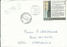 FRANCE LETTRE  5F TOULOUSE ( HAUTE GARONNE ) POUR MARVEJOLS ( LOZERE ) DE 1989  LETTRE COVER - 1961-....