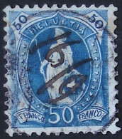 HELVETIA 1882: 14 Vertikalzähne 14 Dents KZ I Zu 70A Mi 62XA Yv 76 (50c) Mit ⊙ 6/91 Manuell By Hand (Zu CHF 32.00) - Used Stamps