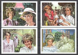 Mongolia 1997 Mi Blocks 272-275 MNH PRINCESS DIANA - Familles Royales