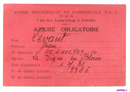 (ancienne) Carte D’Assuré Social De 1930 - Caisse Industrielle Et Commerciale - HG - Lidmaatschapskaarten