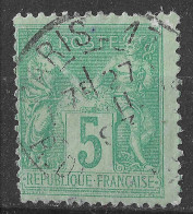 Lot N°95 N°75, Oblitéré Cachet à Date PARIS_17 R.DES HALLES (point Blanc Haut Droit) - 1876-1898 Sage (Type II)