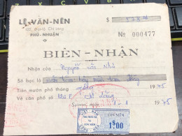 Viet Nam Suoth Old Bank Receipt(have Wedge  1$ Year 1975) PAPER QUALITY:GOOD 1-PCS - Sammlungen