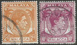 Malacca (Malaysia). 1949-52 KGVI. 2c, 10c Used. SG 4, 9. M5108 - Malacca