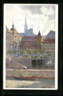 AK Wien I, Ruprechtskirche über Den Kanal Gesehen, Gemälde Von Ludwig Hans Fischer  - Autres & Non Classés