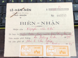 Viet Nam Suoth Old Bank Receipt(have Wedge  0$60 Year 1975) PAPER QUALITY:GOOD 1-PCS - Verzamelingen