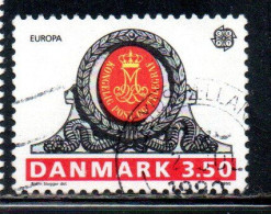 DANEMARK DANMARK DENMARK DANIMARCA 1990 EUROPA CEPT ROYAL MONOGRAM HADERSLEV PO 3.50k USED USATO OBLITERE' - Covers & Documents