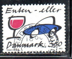 DANEMARK DANMARK DENMARK DANIMARCA 1990 STOP DRUNK DRIVING AUTOMOBILE WINE GLASS 3.50k USED USATO OBLITERE' - Brieven En Documenten