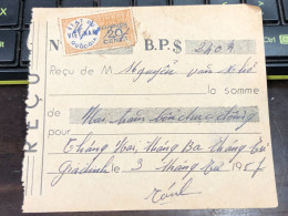 Viet Nam Suoth Old Bank Receipt(have Wedge  $20 Sents Year 1957) PAPER QUALITY:GOOD 1-PCS - Colecciones