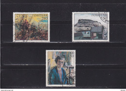 FEROE 1985 PEINTURES, Jardin, Maison Yvert 112-114, Michel 118-120 Oblitéré, VFU Cote 9 Euros - Faroe Islands