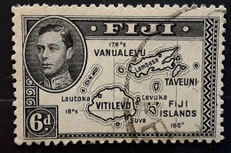 FIJI FIDJI 1938 King George VI,  Yvert 110 , Map Carte Géographique,  6 P Noir  Obl TB Cote 30 Euros - Fidschi-Inseln (...-1970)