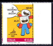 Torino 2006 Euro 0,60 "Neve E Gliz" Varietà Dentellatura Spostata - Variétés Et Curiosités