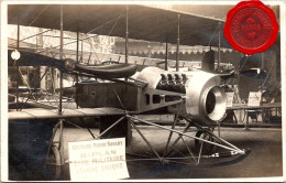 CARTE PHOTO EXPOSITION LOCOMOTION AERIENNE GRAND PALAIS PARIS - Aréoplane Robert Savary. Biplan Type Militaire à Chaine - Other & Unclassified