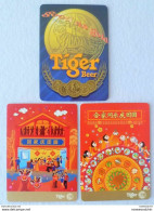 Set Of 3 Pcs. Mixed Single Playing Card - Tiger Beer Chinese New Year Reunion, Gold Medal, Zodiac Rat (#201) - Barajas De Naipe
