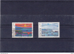 FEROE 1987  Peintures De Heinesen, Maisons Yvert 154-155, Michel 160-161 Oblitérés, VFU Cote 8 Euros - Islas Faeroes