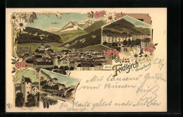 Lithographie Feldkirch /Vorarlberg, Schloss Schattenburg, Churer Thor, Stella Matutina  - Other & Unclassified