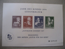 Österreich- Jahr Des Kindes 1979 Gedenkblock "Glückliche Kindheit 1949" - Proofs & Reprints