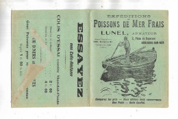 62 - Petit Dépliant Publicitaire Tarifé Des Ets LUNEL à Boulogne-sur-MER ( Pas-de-Calais ) . Poissons De Mer Frais - Publicités