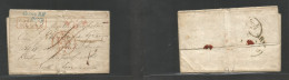 GREAT BRITAIN. 1846 (13 Oict) Northern Ireland, Kildegue, Derry - USA, Boston, Mass. EL Full Text. Blue "Cross RH / Devo - ...-1840 Precursores