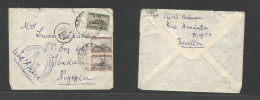 GREECE. 1936 (1 Dec) Kavalla - Nigeria, Ibada. Multifkd Env At 8 Dracmas Rate, Tied Cds + Administrative Violet Cachet.  - Other & Unclassified