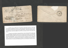 GREECE. 1871 (19 Aug) Kerkyra - USA, Middleleboro, Mass Fwded To Boston. Unfranked Envelope, Depart Cds Via North German - Andere & Zonder Classificatie