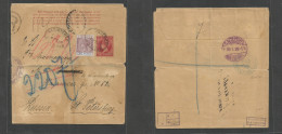 GIBRALTAR. 1899 (4 Febr) GPO - Russia, St. Petersburg (30 Jan 99, Gregorian) Registered 1d Red Stationary Complete Wrapp - Gibraltar