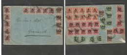 Germany 1921-4. 1923 (18 Oct) Sachsen, Halle - Grund. Multifkd Massive Ovptd Usage Front And Reverse. Rate 23 Millions,  - Sonstige & Ohne Zuordnung