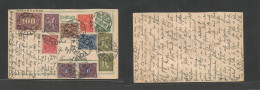 Germany - Stationery. 1923 (14 March) 30m Green Reply Half Stationary Card PROPER Usage Back To Germany + 9 Adtls, Tied  - Otros & Sin Clasificación