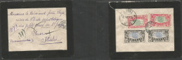 FRC - REUNION. 1920 (2 March) GPO - Italy, Suse (15 Apr) Reverse Multifkd Registered Mourning Envelope, Tied Cds + R-cac - Sonstige & Ohne Zuordnung