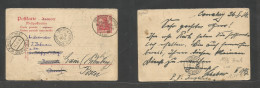 FRC - Guinea. 1914 (26 Jan) German Ship Mail, Conakry - Bosnia, Derventa (14 Feb) 10pf Red Germania Stat Card Depart Fre - Other & Unclassified