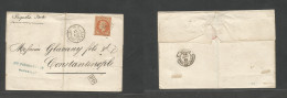 FRANCE. 1868 (12 Dec) Marseille - Constantinople, Turkey (19 Dec) E Fkd 40c Orange, Anchor Cancel + "Ligne H / Nº3" Cds  - Sonstige & Ohne Zuordnung