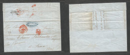 FRANCE. 1852 (12 Feb) Bordeux - Peru. Lima (4 April) EL With Text, Depart Red Cds + PO, Endorsed Via Panama + Reverse "V - Otros & Sin Clasificación