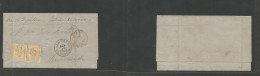 E- I REPUBLICA. 1875 (23 Ene) 149 (2) Barcelona - USA, Brownsville, Tejas. Carta Con Texto Completa, Franqueo Pareja 50c - Autres & Non Classés