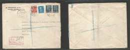 ESTONIA. 1937 (9 March) Tallinn - England, Rochdale. Registered Multifkd Env, Mixed Issues Incl Overprinted, Tied Cds +  - Estland