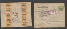 DOMINICAN REP. 1915 (6 May) 1915 Ovptd Issue, La Romana - USA, Seattle (17 May) Comercial Multifkd Env Front And Reverse - Dominicaanse Republiek