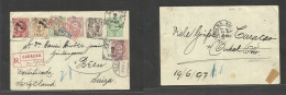 CURAÇAO. 1897 (19 June) GPO - Switzerland, Bern (8 July) Registered 2 1/2c Green Stat Card + Six Adtls, Tied Cds + R-lab - Curaçao, Antilles Neérlandaises, Aruba