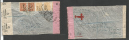 China - XX. 1944 (23 March) Minhow, Foochow - Eire, Dublin. Air WWII Dual Censored Multifkd Reverse Envelope, Tied Arriv - Other & Unclassified