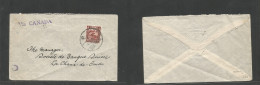 China - XX. 1931 (6 Aug) Perfin, Shanghai - Switzerland, Chaux De Fonds 20c Rate Fkd Envelope, Tied Cds With "VIA CANADA - Andere & Zonder Classificatie