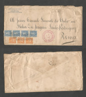 CHILE. 1898 (9 Aug) Iquique - Roma, Italy (12 Sept) Salitrenas Red Cachet Multifkd Env, Reverse Transited At 50c Rate, R - Chile