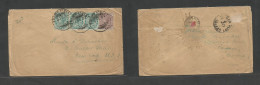 BURMA. 1902 (3 Febr) British India. Fraser Street - USA, NYC (8 March) Multifkd Env QV At 2 1/2a Rate, Tied Cds, Reverse - Burma (...-1947)