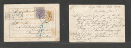 Brazil -Stationary. 1892 (9 July) S. Leopoldo - Argentina, Buenos Aires Via RJ. Registered Early 80rs Orange Stat Card + - Autres & Non Classés