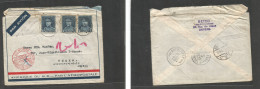 Belgium - XX. 1934 (12 Apr) Anvers - Japan, Osaka. Air German Multifkd Envelope, At 3fr Rate + Red Air Cachet Via Berlin - Autres & Non Classés