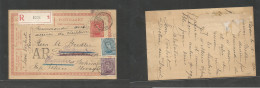 Belgium - Stationery. 1920 (2 June) Boom - Slovakia, Bohemia. Registered AR Multifkd 10c Red Stat Card + 2 Adtl At 50c R - Autres & Non Classés