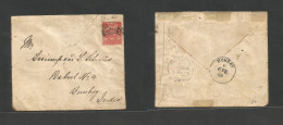 BC - Zanzibar. 1905 (23 Jan) GPO - India, Bombay (6 Febr) Fkd Env 1a Red, Tied Cds, Reverse Transited. - Other & Unclassified